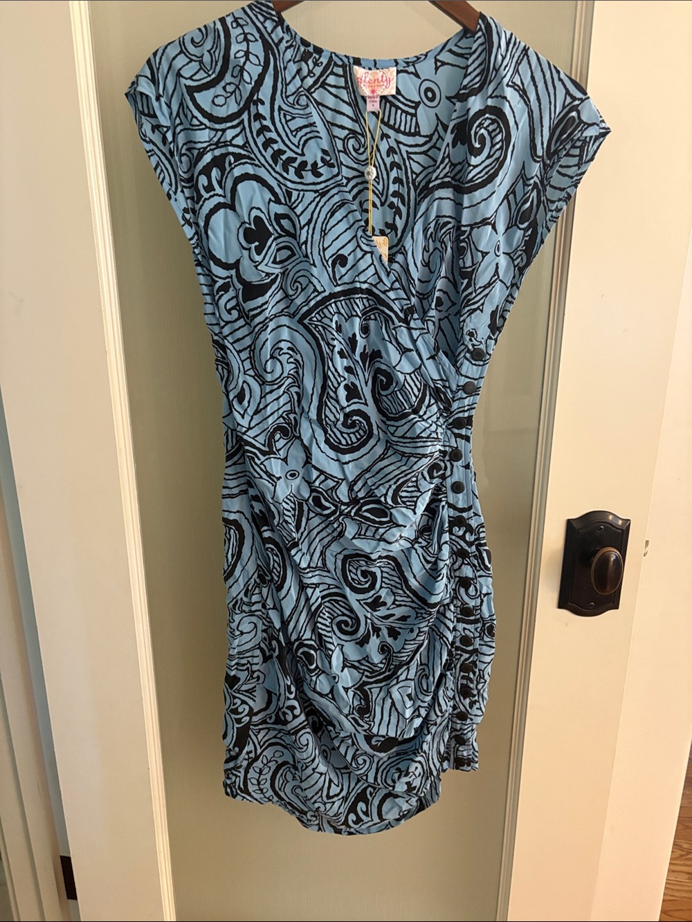 NWT Anthropologie/Plenty by Tracy Reese Light Blue and Black Paisley Wrap Dress